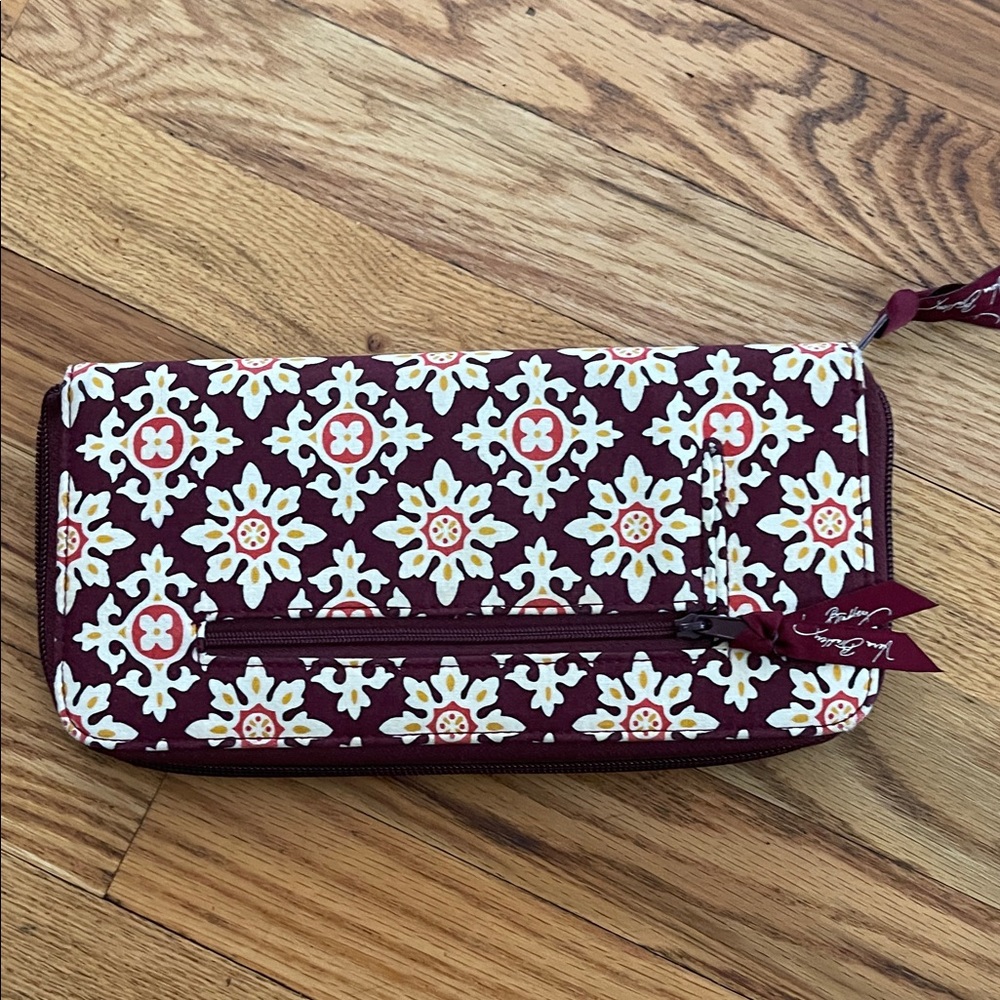 Vera Bradley Maroon Floral Pattern Zip Wallet